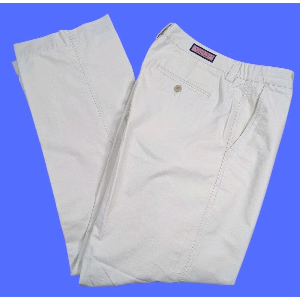 Vineyard Vines Chino Pants Mens 34x32 Khaki Stone Ripstop Cotton Flat Front
